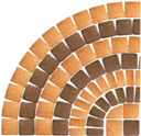 Although special shaped pavers could be used, it is a common practice to form circular patterns from pavers