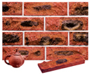 Super Red Color Rockface Sliced Brick Veneer with Shade