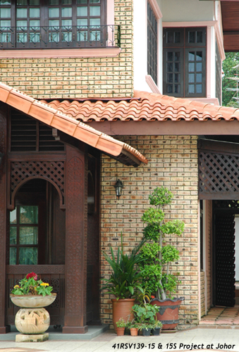 Natural Color & Texture to allow your home to blend/harmonize with the surroundings -- Golden Cream Rockface Sliced Brick Veneer (41RSV139-15) Project in Johor Bahru, Malaysia