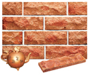 Golden Peach Color Rockface Sliced Brick Veneer