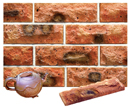 Golden Peach Color Rockface Sliced Brick Veneer with Shade