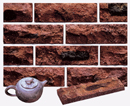 Golden Brown Color Rockface Sliced Brick Veneer with Shade
