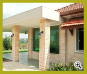 Golden Cream Color Sandblast Sliced Brick Veneer Exterior Project at Johor Bahru
